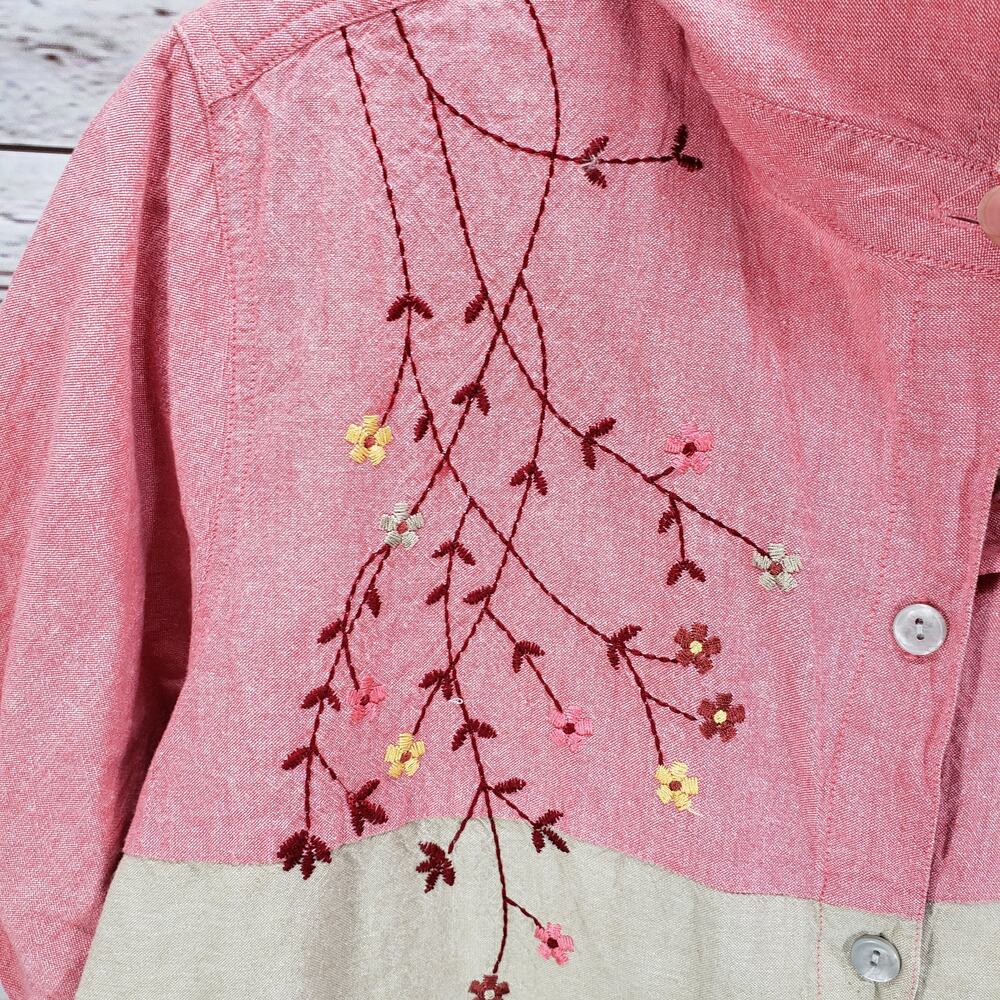 Bobbie Brooks Woman Pink Beige 100%Cotton Embroidered Top Size 22/24W - Picture 9 of 13
